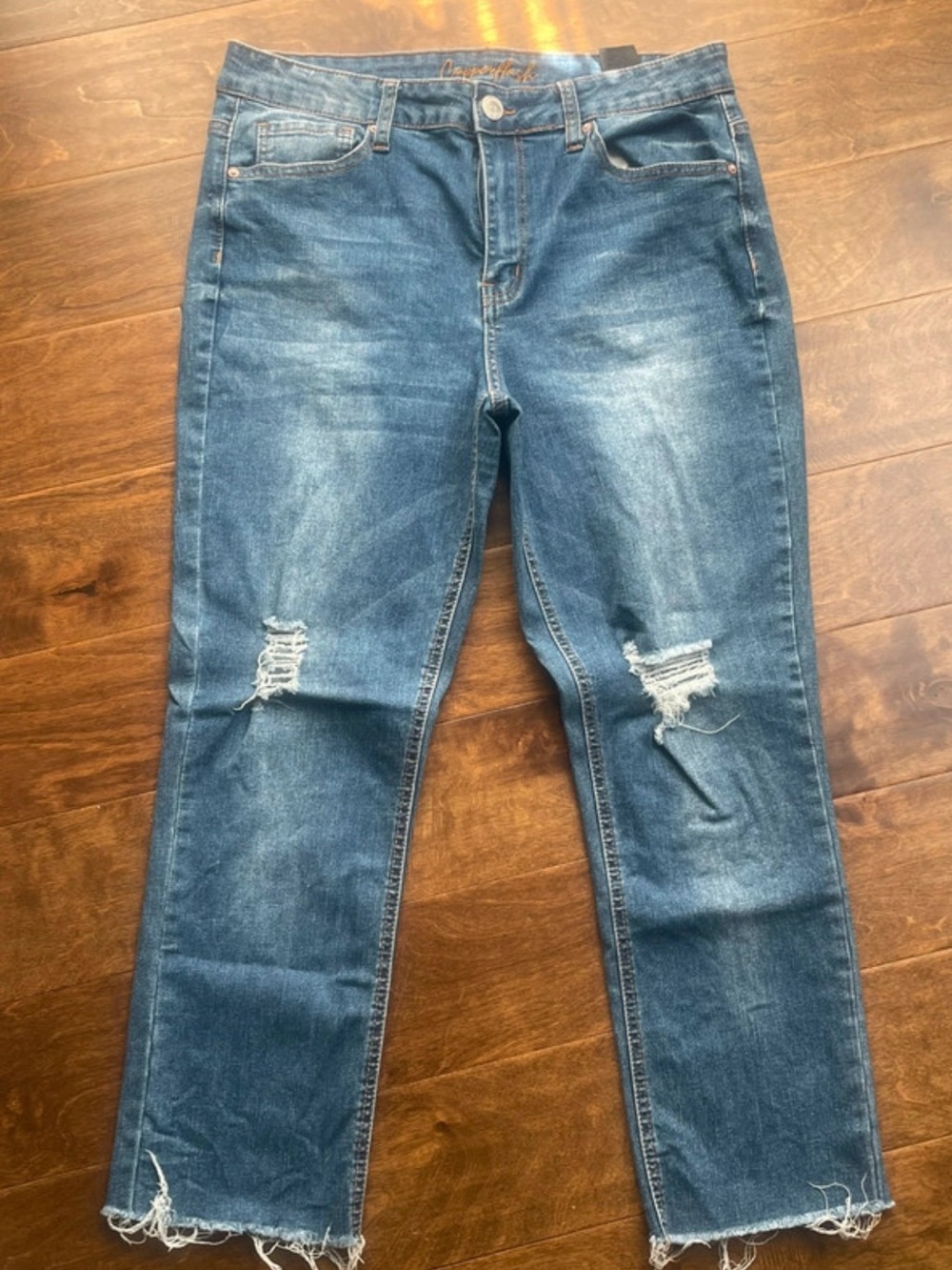 Women’s Distressed Blue Jeans - Straight Fit 12